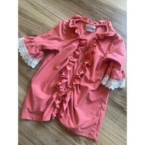 Little Lass Dress Girls 4 Pink Ruffle Button Front Lace Bell Sleeve Top